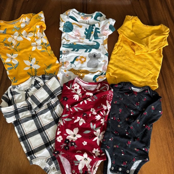 Carter’s Baby Girl Set of 6 Onesies Bundle size 6M - Picture 2 of 6